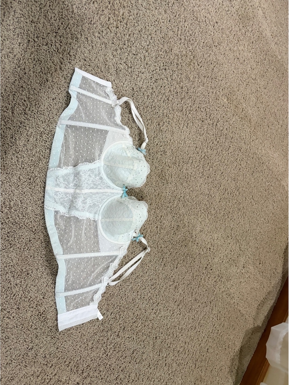 Victoria's Secret "I Do" collection 36C white / light blue corset top lace 36C